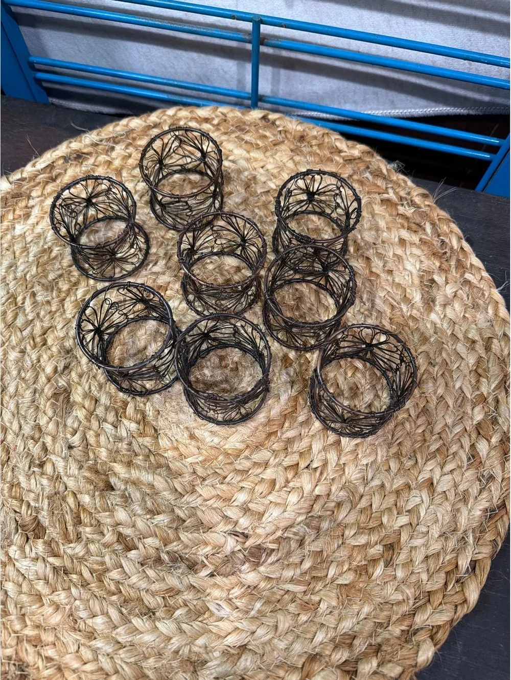 Set of 8 Vintage Wire Napkin Rings